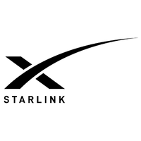Starlink logo in bold black text with a sweeping arc forming part of the letter X, symbolising space connectivity and innovation.