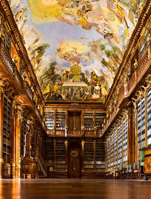 Ornate library interior with painted ceiling representing the Sage archetype of wisdom and intellectual pursuit